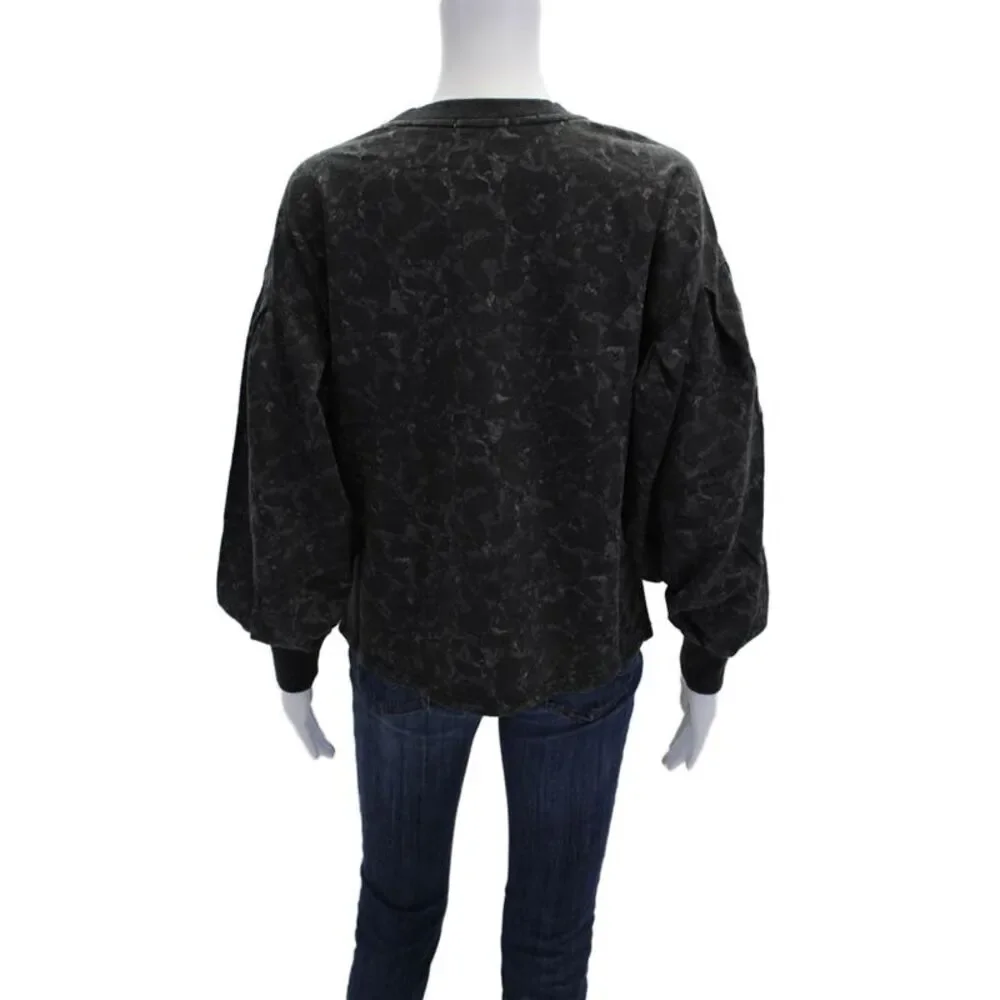 Z Supply Womens Pullover Crew Neck Printed Sweatshirt Gray Cotton Size Small
